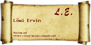 Löwi Ervin névjegykártya